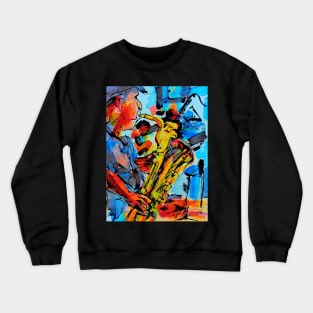 Saxophone Player Music Jazz Blues Abstract Art Crewneck Sweatshirt